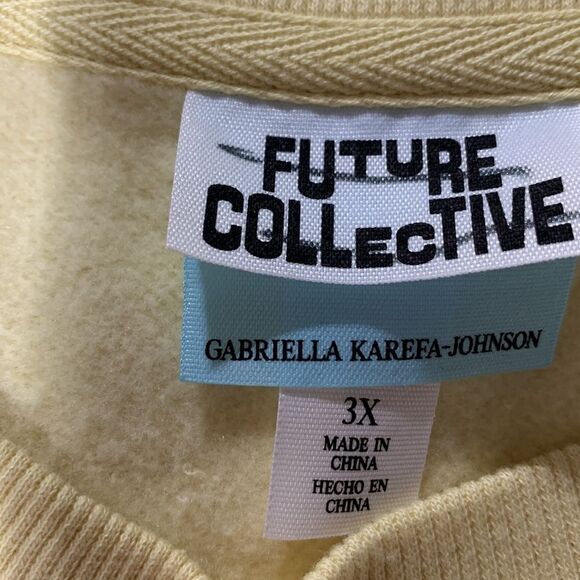 FUTURE Collective crop sweatshirt with boning NWOT pale yellow women’s size 3X - Picture 3 of 7